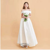 2025 Large size wedding dress fat MM100kg  new satin wedding dress travel photography light one-word shoulder go out dress thin woman