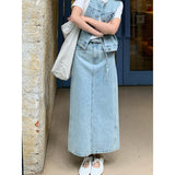 2025 THE MIND retro denim skirt 2025 thirteen lines spring new high waist thin versatile A-shaped skirt N12