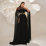 2025 high-end temperament turtleneck long banquet embroidered evening dress bridesmaid dress waist pendulum dress women