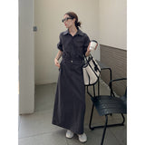 2025 THE MIND Tencel Cotton Long Sleeve Shirt Dress 2025 Thirteen Lines Spring New Korean Long Dress T060