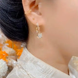 Light luxury high-end opal bead earrings women's fashion exquisite ear buckles popular new trendy versatile bead earrings
