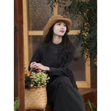 spring new product temperament literary and retro medium and long Japanese dress stand-up collar small slim women's dress