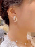Fashion Geometric Double C Earrings  New Trendy Elegant Silver Needle Anti-Allergy Earrings Temperament Premium Earrings