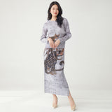 2025 suit women's high-end 2025 new printed loose long-sleeved T-shirt split skirt two-piece set