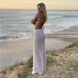 HULIANFU New 2025 2025 trade summer new sexy hollow perspective knitted beach vacation solid color skirt outer wear women