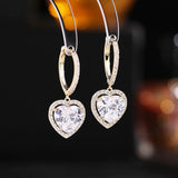 2025 Niche design fresh girl heart earrings super flash zircon inlaid ear buckle simple versatile temperament love shaped earrings