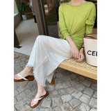 2025 THE MIND floral lace splicing skirt 2025 summer new product medium and long versatile A-shaped skirt T5026X