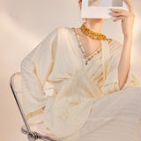 Autumn high-end temperament design sense handmade beaded top vertical straight wide-leg trousers suit female M8029