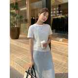 2025 THE MIND knitted hollow stacked dress 2025 thirteen lines early spring new blouse vest skirt M16