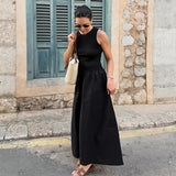 2025 popular  round neck sleeveless pullover splicing inner dress  autumn new New long dress women's clothing