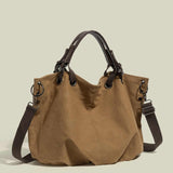 HULIANFU 2025 Japanese tote bag women's large-capacity canvas bag retro commuter handbag shoulder messenger bag popular