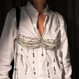 2025 Q4970Y  vest fashion multi-beaded Bra neck top small vest body chain chest chain real shot