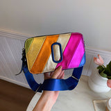 HULIANFU 2025 Customized processed women's bags, new trendy contrasting color letters, camera bags, fashionable double zipper, small square bags, Popular style messenger bags.