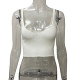 HULIANFU 2025 sexy babes women's clothing halter V-neck shoulder strap slim short open-button outer wear with small suspender vest