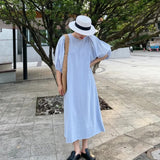 Coffee Break  Holiday Style Dress Women's Summer 2025 Skirt Large Size Sky Blue Loose Holiday Dress A1246