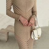 2025popular autumn new   New popular women's clothing solid color round neck perspective sexy hip beach skirt