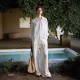 Early spring wear suit V-neck shirt loose and simple sunscreen long-sleeved shirt, drawstring casual trousers C0302