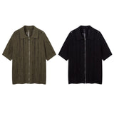 231 n retro high-end street lazy hollow design knitted sweater loose men's cardigan short-sleeved T-shirt