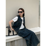 2025 THE MIND retro denim skirt 2025 thirteen lines spring new high waist thin versatile A-shaped skirt N12