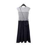 2025 THE MIND Tencel splicing dress 2025 high waist and thin pendulum A-shaped skirt T5012X (with bag)