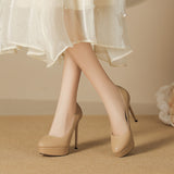 2025 136-3 Cross-border sexy waterproof table high heels for women who are not tired of feet temperament pointed thin heels super high heels 12CM
