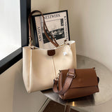2025 Simple and fashionable large-capacity tote bag popular new splicing high-quality texture child and mother bag to work commuter bag women