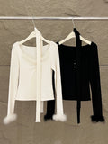 2025 popular Winter New Temperament Celebrity Style Neck Bottom Shirt Long Sleeve Knitted Sweater Women's Top 89246