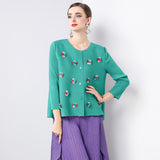 Miyake Hot Trade Loose and Versatile Three-dimensional Decorative Design Sense Folded Small Jacket Casual Long Sleeve Top Women