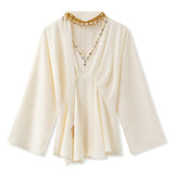 Autumn high-end temperament design sense handmade beaded top vertical straight wide-leg trousers suit female M8029