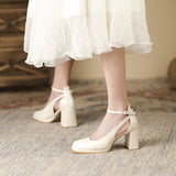 2025 700A Internet celebrity design sense niche square head high heels 2025 summer new thick heel Mary Jane bag head sandals