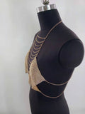 2025 MW2937  waist chain rhinestone inlaid diamond cloth fringed chain connected neck top body chain