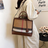 2025 New plaid canvas handbag,  retro child and mother bag, contrasting colors, versatile texture, tote bag can be crossed on one shoulder