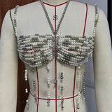 2025 Q4970Y  vest fashion multi-beaded Bra neck top small vest body chain chest chain real shot