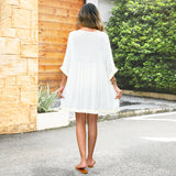 2025popular summer new  seaside vacation women's V-neck bikini cotton blouse sexy small fringed beach skirt