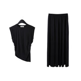 2025 THE MIND Tencel linen sleeveless top + elastic waist skirt 2025 casual two-piece set T5001X