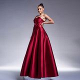 2025 high-end temperament elegant waist wrap chest collar long banquet evening dress bridesmaid dress