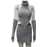 2025 HULIANFU popular new autumn and winter New fashion  sexy suit women's neck halter triangle top hip skirt