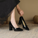 2025 8099-1 pointed thick heel high heels women's 2025 autumn new waterproof table single shoes women's professional work women's shoes