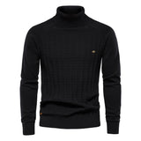 HULIANFU 2025 Popular trade autumn and winter new men's clothing turtleneck pullover solid color men's knitted sweater business casual sweater men's