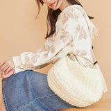 HULIANFU 2025 Korean ins milk white premium cloud bag gentle and sweet texture pleated large capacity dumpling bag female