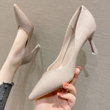 2025 775-20 Solid color professional work high heels women's pointed head stiletto 2025 spring new high heels fairy style