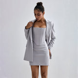 2025 temperament fish bone suit women's clothing high sense spring and autumn new elegant style suit skirt three-piece set Popular trade