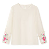 New New Chinese Style Flower Embroidery Sequins Heavy Industry Embroidery Pearl Mulberry Silk Vest Shirt Set M4133
