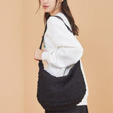 HULIANFU 2025 Korean ins milk white premium cloud bag gentle and sweet texture pleated large capacity dumpling bag female
