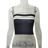 HULIANFU New summer new ins super hot 2025 knitted chest-wrapped top, female contrasting color striped tube top, hot girls wear tight outside