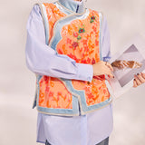 Autumn new high-end Chinese style retro unique embroidery flocked mulberry silk vest shirt set M9171