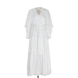 New women's clothing V-neck high-end lantern sleeves ruffle edge dress mercerized gentle wind long dress