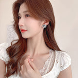2025 Light luxury high-end  exaggerated stud earrings niche micro-inlaid zircon exquisite temperament personalized high-end pearl earrings