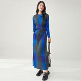 2025 2025 women's clothing spring suit temperament casual versatile plaid long-sleeved top split skirt  two-piece set