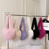 HULIANFU 2025 autumn and winter plush bag popular new Mori sweet girl personality love single shoulder crossbody armpit bag tide